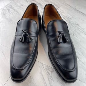 Massimo Matteo Black Leather Tassel Loafers Size 9 1/2